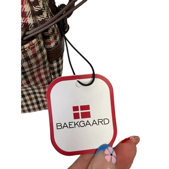 NWT Baekgaard Colby Plaid Brown Red Cream Crossbody Purse Bag Leather Handbag - Picture 6 of 16